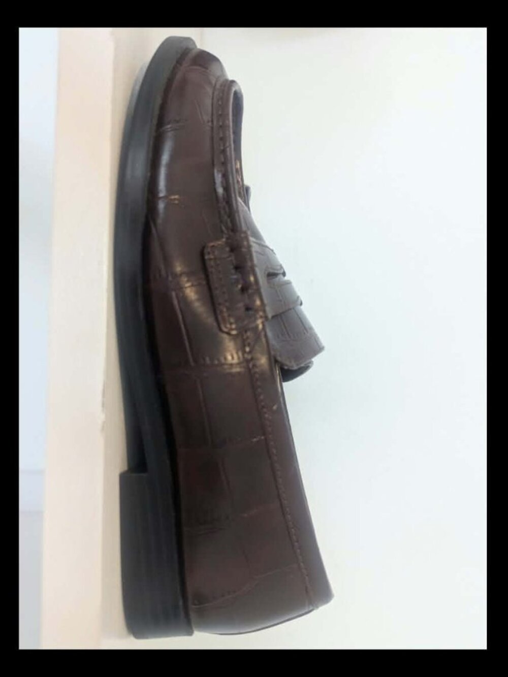 H&M Dark Brown Croc Embossed Penny Loafers Size 7 - Picture 2 of 10